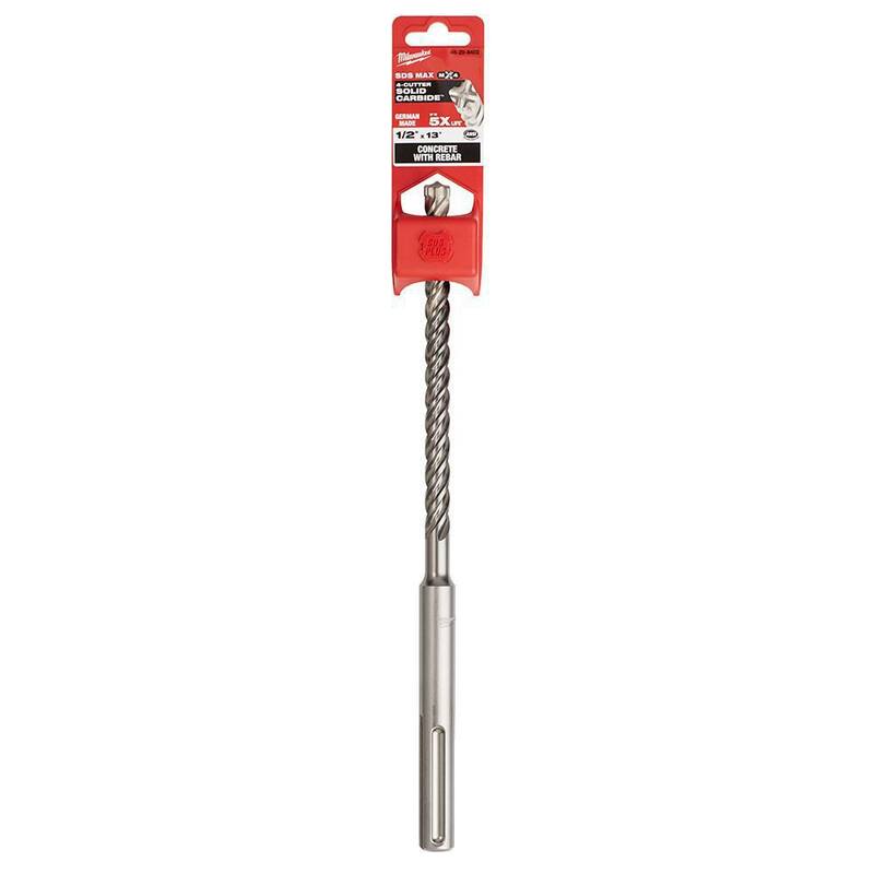Broca de carburo SDS-MAX de 4 cortes de Milwaukee de 1/2 pulg. x 13 pulg. - 48-20-8402