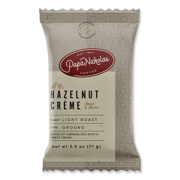 Papanicholas Coffee Coffee, Hazelnut Creme, 2.5 oz., PK18, Hazelnut, Fraction Pack, Regular, 2.5 oz, 18 PK - 25187