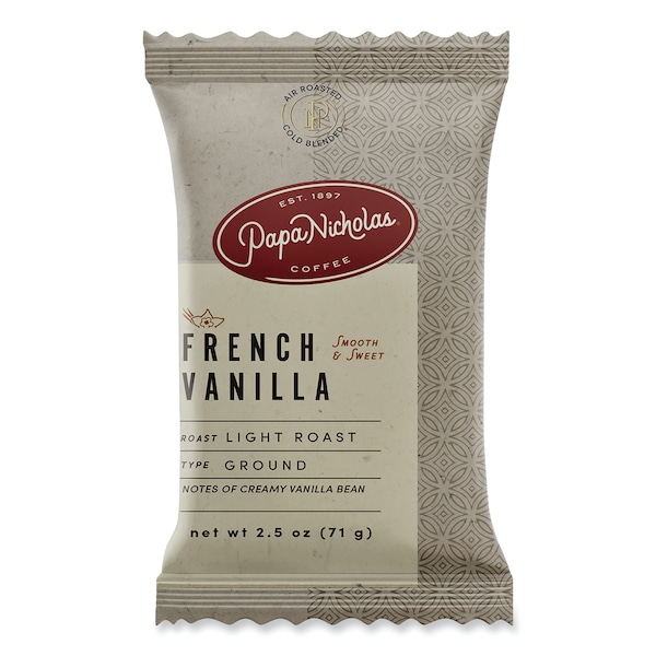 Papanicholas Coffee Coffee, French Vanilla, PK18, French Vanilla, Fraction Pack, Regular, 2.5 oz, 18 PK - 25188