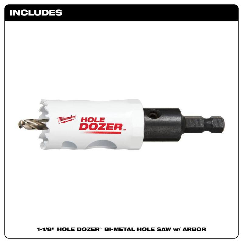 Milwaukee 1-1/8 in. Hole Dozer Sierra de agujero bimetálica con arbor y broca piloto de 3/8 in. - 49-56-9663