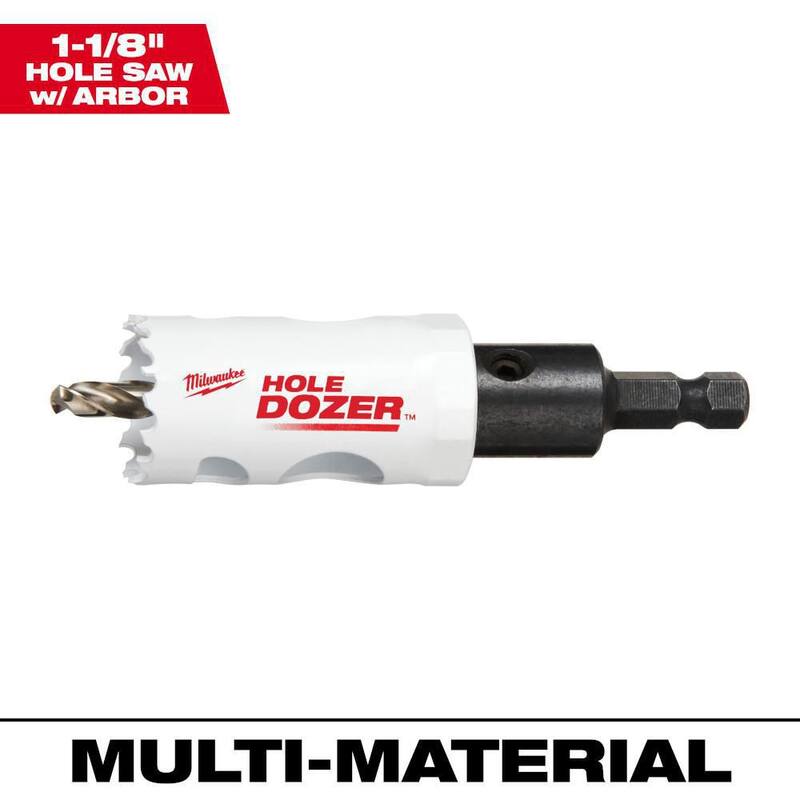 Milwaukee 1-1/8 in. Hole Dozer Sierra de agujero bimetálica con arbor y broca piloto de 3/8 in. - 49-56-9663