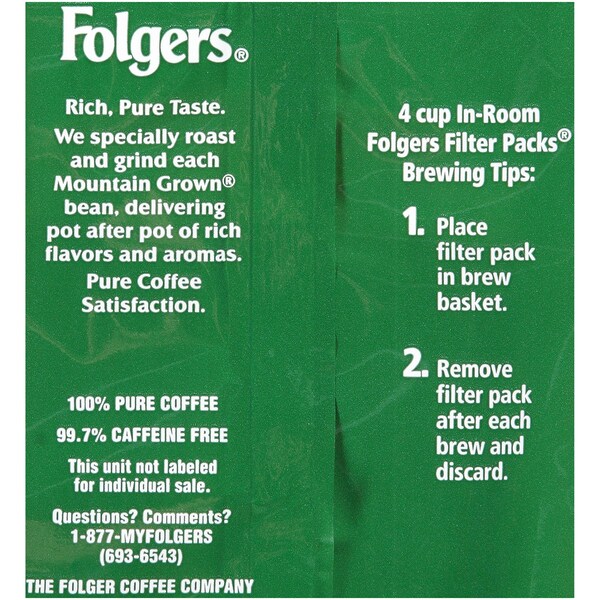 Folgers Folgers Decaffeinated In Room Coffee .6 oz., PK200 - 2550006547