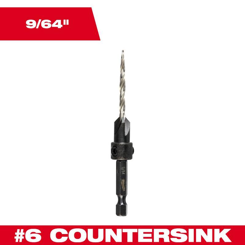 Broca para madera de 9/64 pulgadas Milwaukee #6 Countersink - 48-13-5000.