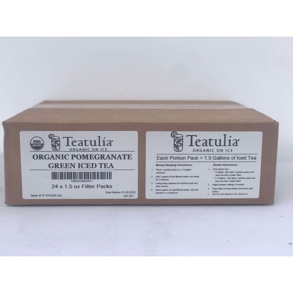 Teatulia Organic Teas Pomegranate Green Iced Tea, PK24 - IT-POGR-24