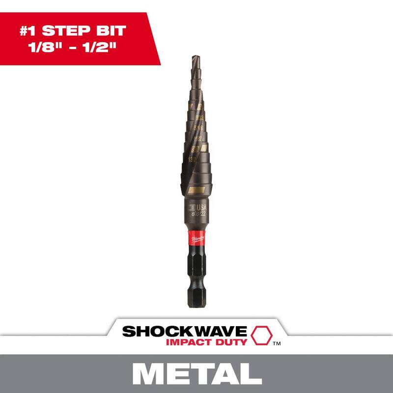 Broca de titanio calificada para impacto SHOCKWAVE de 1/8 pulg. - 1/2 pulg. #1 (13 pasos) - 48-89-9241