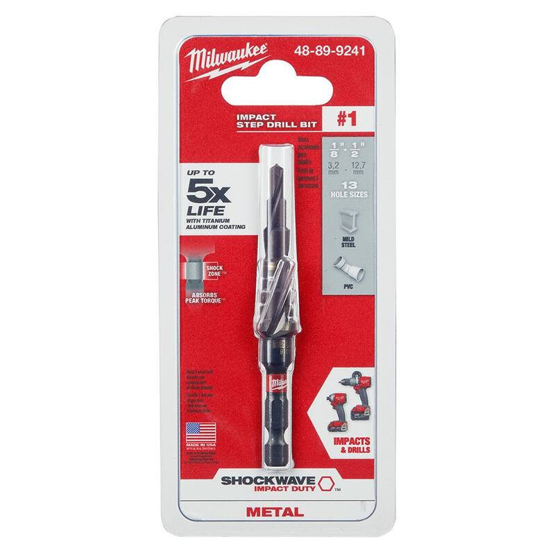 Broca de titanio calificada para impacto SHOCKWAVE de 1/8 pulg. - 1/2 pulg. #1 (13 pasos) - 48-89-9241