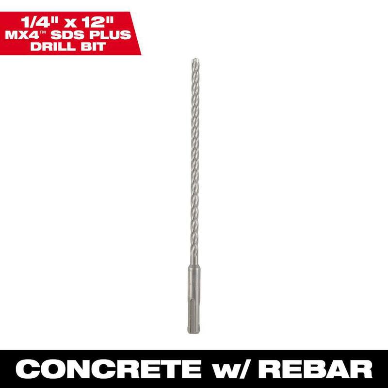 Broca de carburo SDS-PLUS de 4 cortes de 1/4 pulg. x 12 pulg. Milwaukee - 48-20-8335