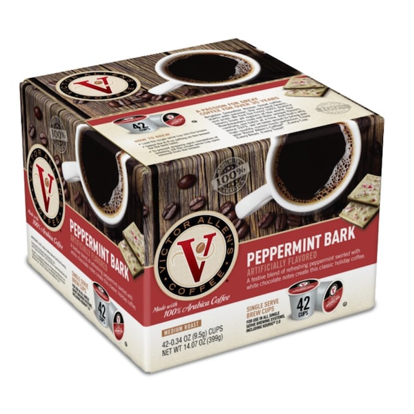 Victor Allen Victor Allen's Coffee Peppermint Bark, Medium Roast, 42 Count, Single Serve Coffee Pods for Keurig K-Cup Brewers - FG014590