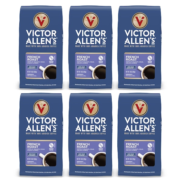 Victor Allen Victor Allen's Coffee French Roast Ground Coffee, Dark Roast, 6 Pack - 10oz Bags - FG015810RV
