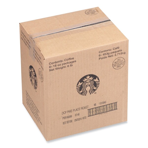 Starbucks Whole Bean Coffee, Decaffeinated, Pike Place, 1 lb, Bag - 12540222