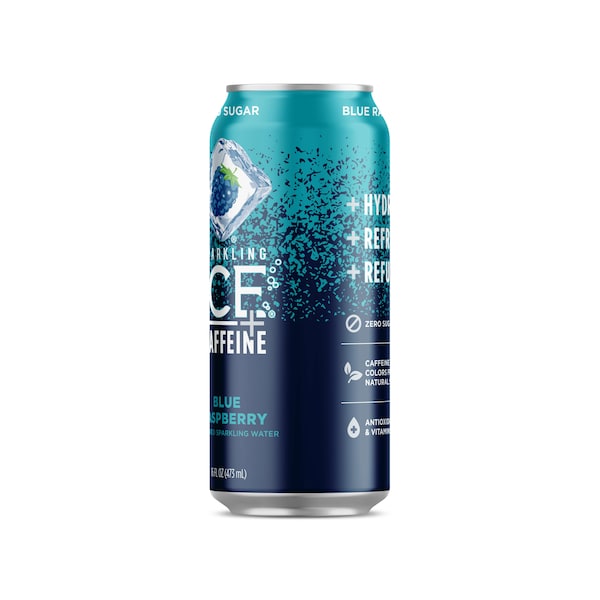 Sparkling Ice Sparkling Ice +Caffeine Blue Raspberry Sparkling Water 16 oz., PK12 - FG00215