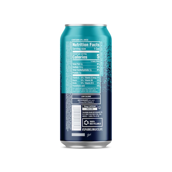 Sparkling Ice Sparkling Ice +Caffeine Blue Raspberry Sparkling Water 16 oz., PK12 - FG00215