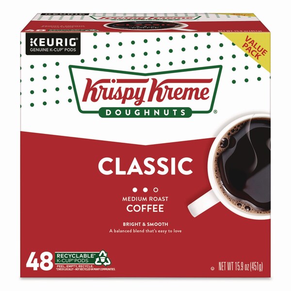 Krispy Kreme Doughnuts Classic Coffee K-Cups, Medium Roast, 0.33 oz, 48PK - 5000346401