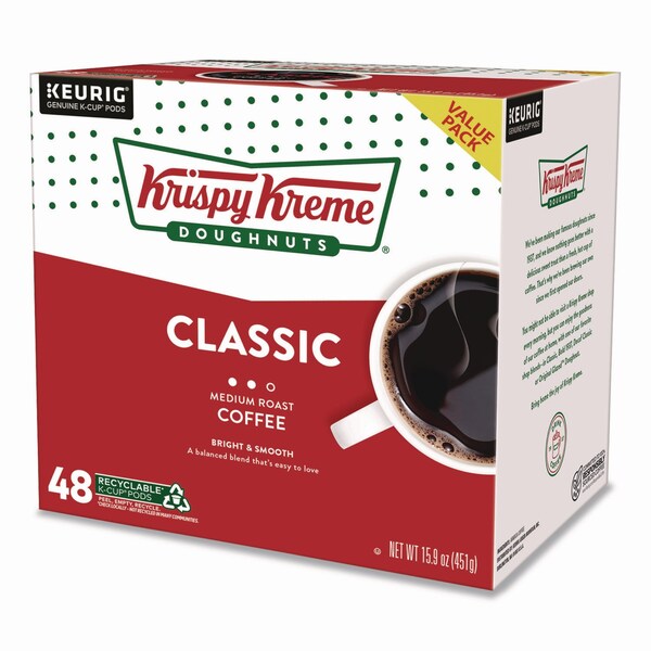 Krispy Kreme Doughnuts Classic Coffee K-Cups, Medium Roast, 0.33 oz, 48PK - 5000346401