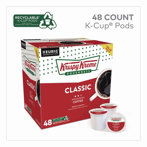 Krispy Kreme Doughnuts Classic Coffee K-Cups, Medium Roast, 0.33 oz, 48PK - 5000346401