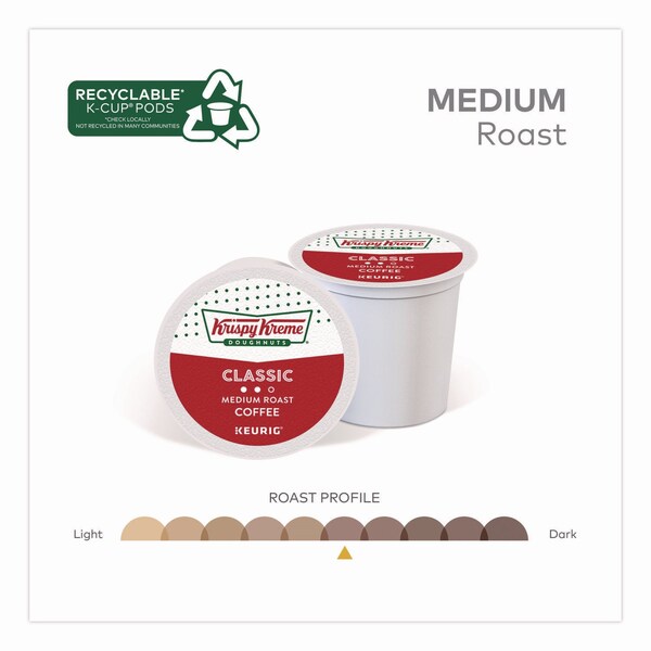 Krispy Kreme Doughnuts Classic Coffee K-Cups, Medium Roast, 0.33 oz, 48PK - 5000346401