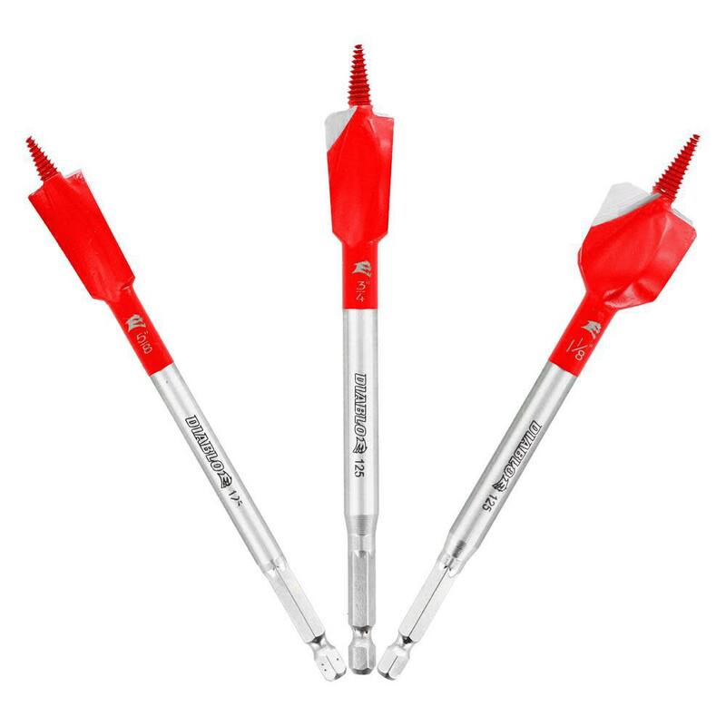 Juego de brocas de pala Demo Demon DIABLO para madera con clavos incrustados (3 piezas) - DSPD4910-S3