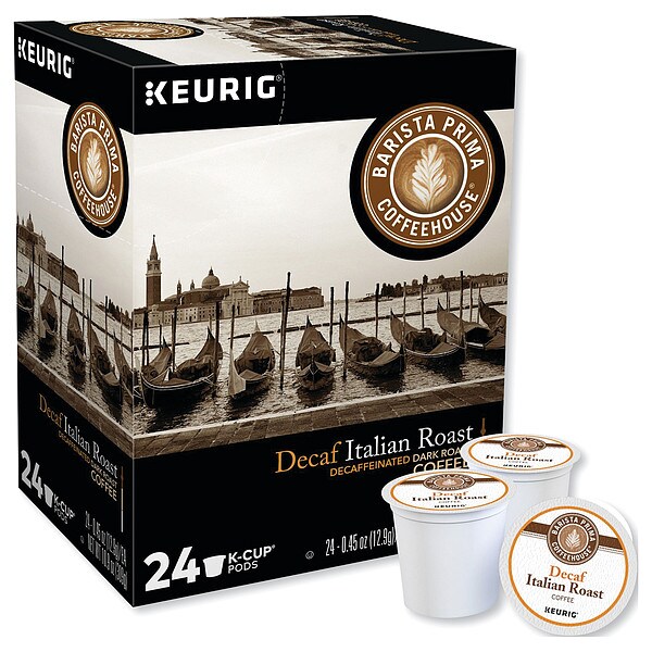 Barista Prima Coffeehouse Coffee, Decaf Italian Roast, Pod, Decaffeinated, Ground, 10.8 oz, 24 PK - 6624