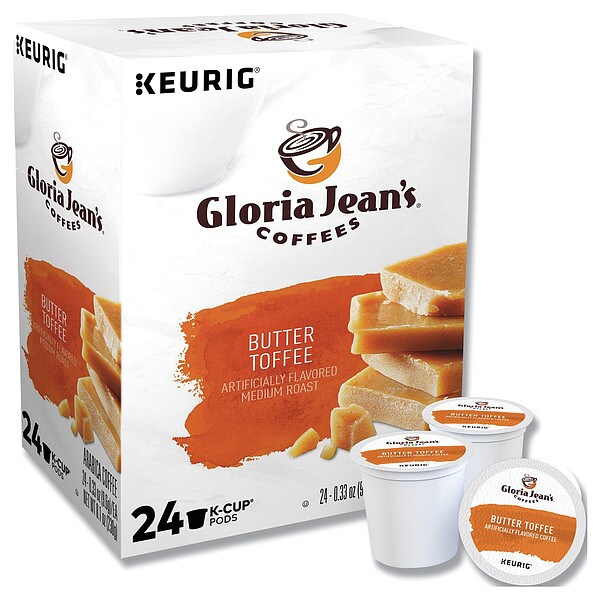 Gloria Jeans Coffee, Butter Toffee, Pod, Caffeinated, Ground, 1.98 lb, 96 PK - 60051012