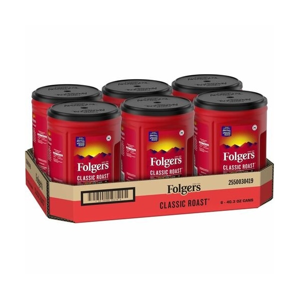 Folgers Coffee, Classic, Med Roast, 40.3oz Can, BN - FOL30419CT