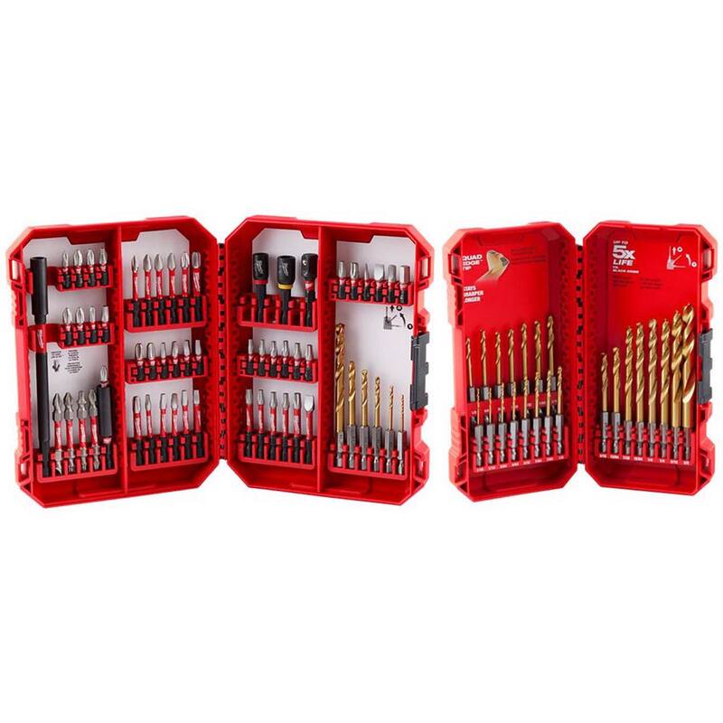 Juego de puntas de destornillador de acero aleado Milwaukee SHOCKWAVE Impact Duty con estuche de accesorios PACKOUT con juego de brocas de titanio (83 piezas) - 48-32-4097-48-89-4631