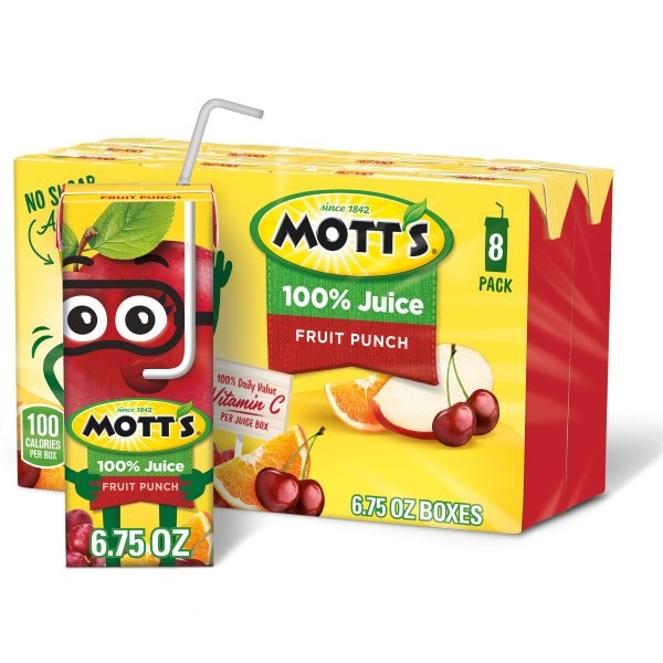 Motts Mott's 100% Juice Fruit Punch 6.75 oz. Carton, PK32 - 10003393