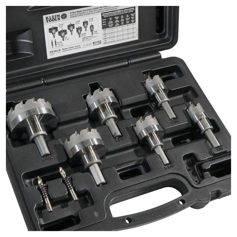 Set de cortadores de agujeros de carburo para electricistas maestros de 8 piezas de Klein Tools - 31873