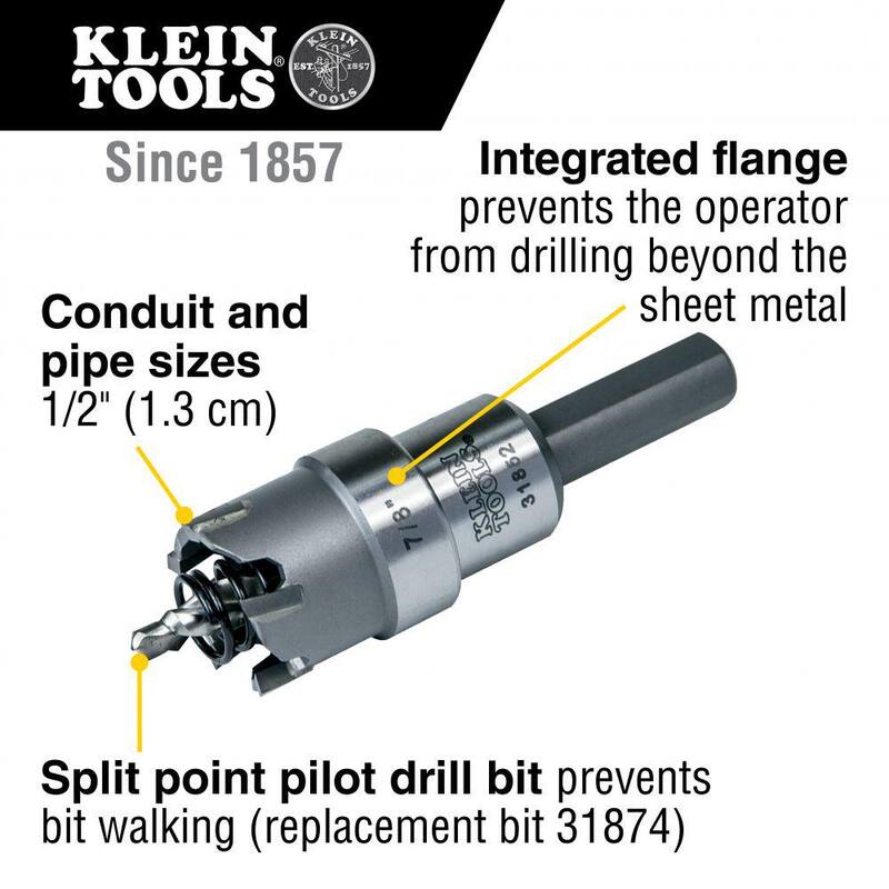 Set de cortadores de agujeros de carburo para electricistas maestros de 8 piezas de Klein Tools - 31873