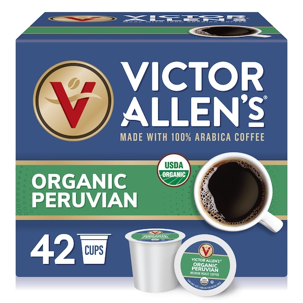 Victor Allen Victor Allen's Coffee Organic Peruvian, Medium Roast, 42 Count, Single Serve Coffee Pods for Keurig K-Cup Brewers - FG014589RV