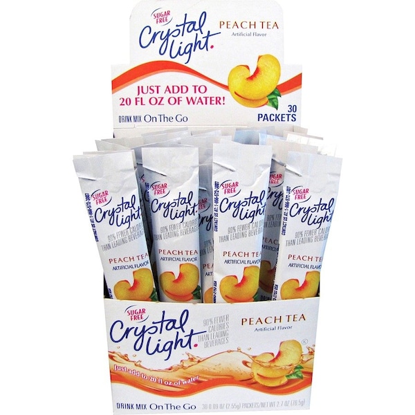 Crystal Light On-The-Go Mix Sticks, Sugar Free, .09oz, 30/BX, Peach Tea PK - KRF79730