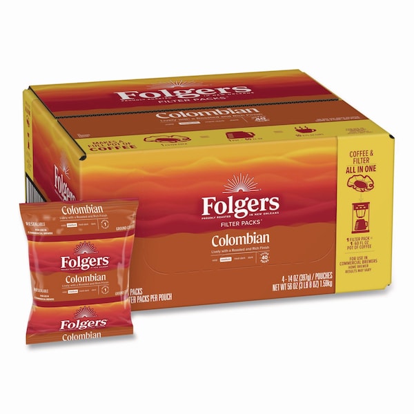 Folgers Coffee Filter Packs, 100Prcnt Colom, PK40 - 2550010107