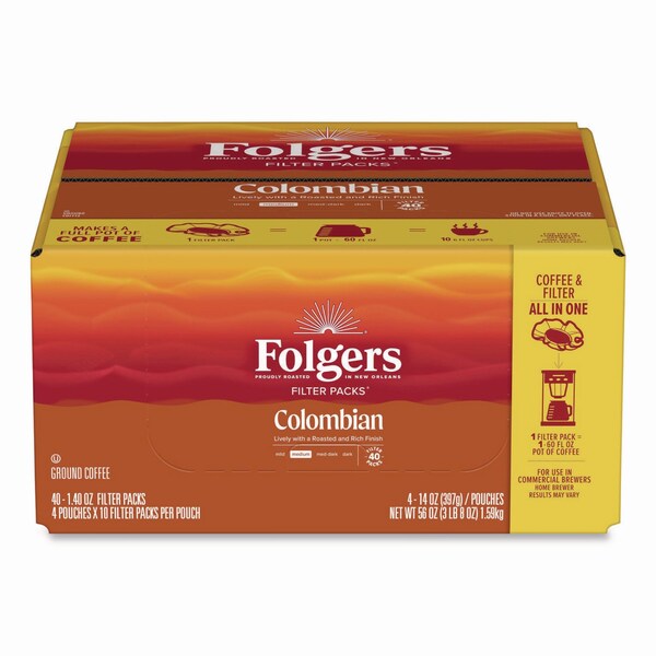 Folgers Coffee Filter Packs, 100Prcnt Colom, PK40 - 2550010107