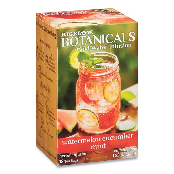 Bigelow Botanicals Watermelon Cucumber Mint Cold Water Herbal Infusion, 0.7 oz Tea Bag, PK18, 18PK - RCB39004
