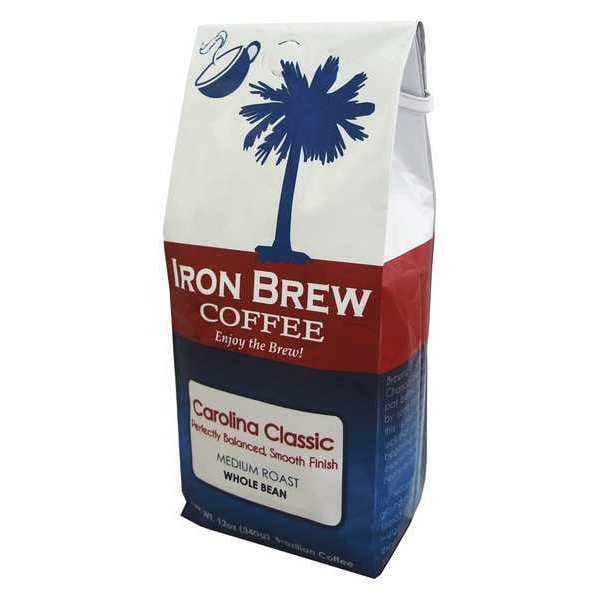 Iron Brew Coffee, Carolina Classic, Bag, Caffeinated, Whole Bean, 12 oz - B-12CRWB