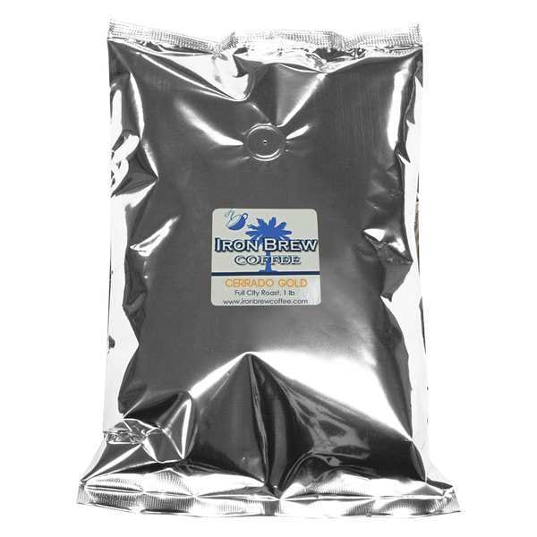 Iron Brew Coffee, Cerrado Gold, Bag, Caffeinated, Whole Bean, 1 lb - C-CTCGWB