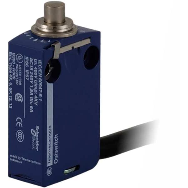 Interruptor de límite de Telemecanique Sensors, con émbolo, 1NC/1NO, 6A @ 240V AC, Ubicación del actuador: Parte superior - XCMD2110L1