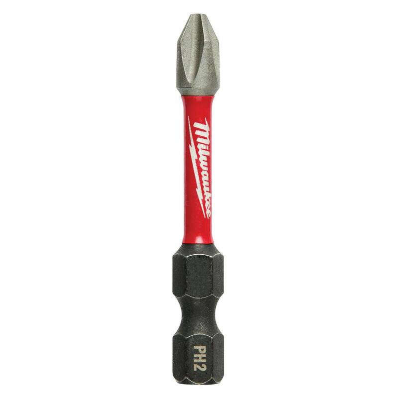 Punta de destornillador de aleación de acero Phillips #2 de 2 pulgadas de Milwaukee SHOCKWAVE Impact Duty (paquete de 2) - 48-32-4962