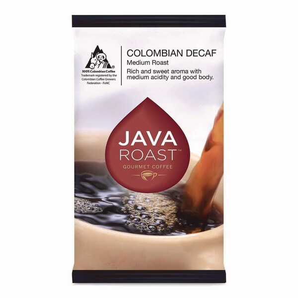 Java Roast Gourmet Coffee Ground Coffee, Columbian Decaf, 1.25 oz Packet, 42PK - BHS70366