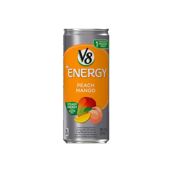Green Rabbit Holdings V8 +Energy Peach Mango Energy Drink Juice, 8 oz, 24 Count - 30700068