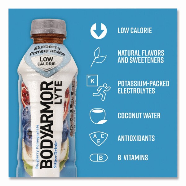 Bodyarmor LYTE Sports Drink, Blueberry Pomegranate, 16 oz Bottle, 12PK - 100020-1.1