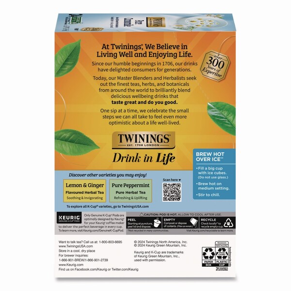 Twinings Tea K-Cups, Pure Camomile, 0.11 oz, 24PK - TNA85790