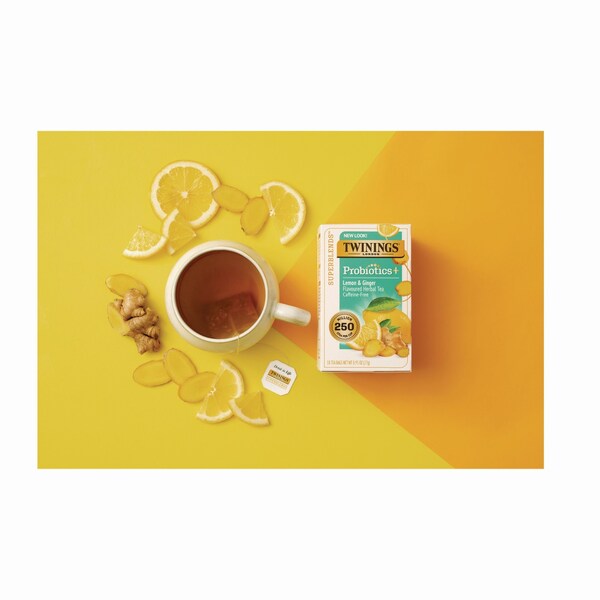 Twinings Probiotics Lemon and Ginger Herbal Tea Bags, 0.05 oz, 18PK - TNA95223