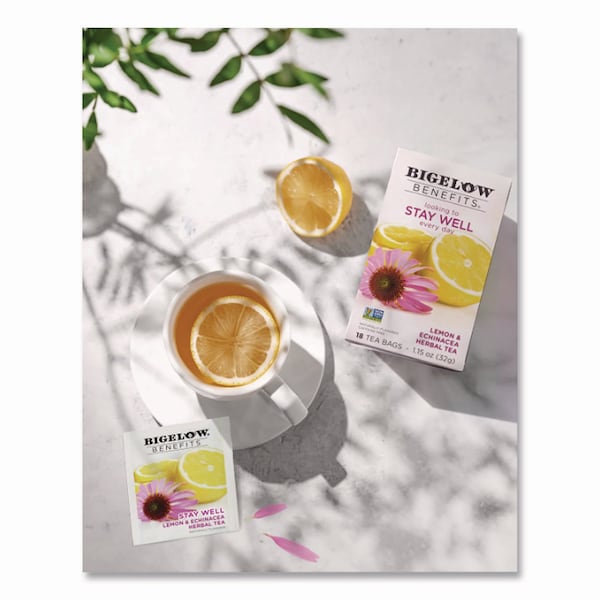 Bigelow Benefits Lemon and Echinacea Herbal Tea Bags, 0.6 oz Tea Bag, 18PK - RCB01025
