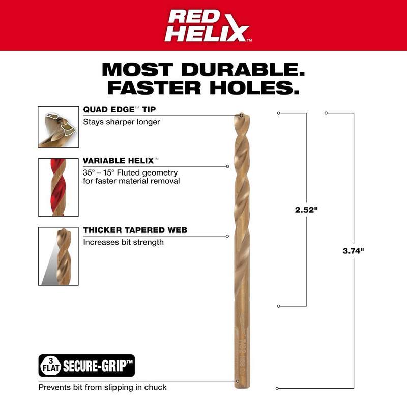 Broca helicoidal de cobalto rojo Milwaukee de 7/32 pulgadas - 48-89-2311