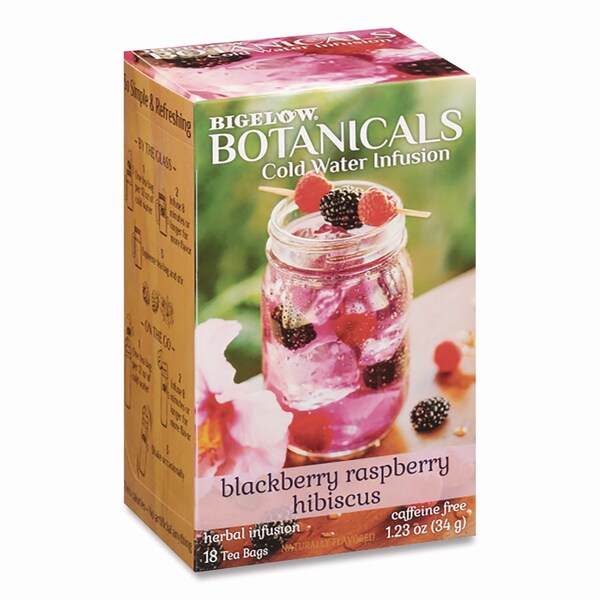 Bigelow Botanicals Blackberry Raspberry Hibiscus Cold Water Herbal Infusion, 0.7 oz Tea Bag, 18PK - RCB39000