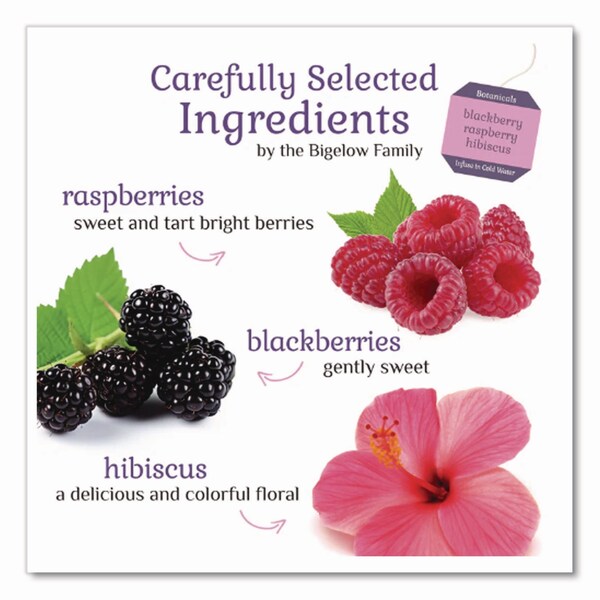Bigelow Botanicals Blackberry Raspberry Hibiscus Cold Water Herbal Infusion, 0.7 oz Tea Bag, 18PK - RCB39000