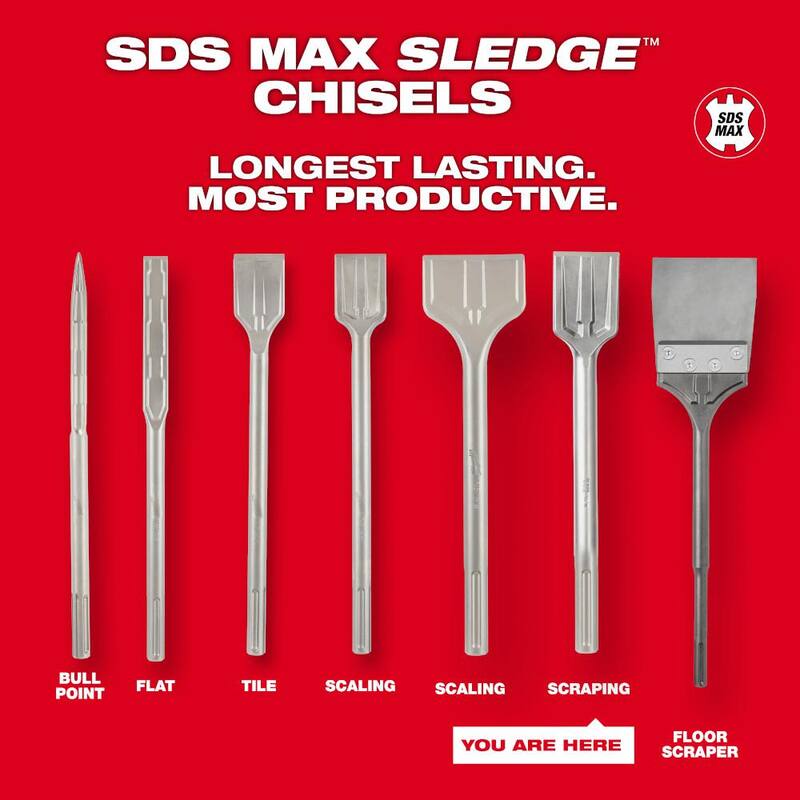 Martillo 2 pulgadas x 12 pulgadas Cincel de raspado SLEDGE SDS-MAX - 48-62-4089