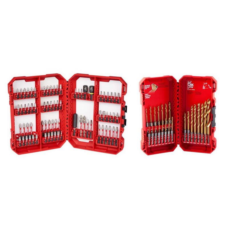 Set de puntas para desarmador de impacto de acero aleado Shockwave de Milwaukee con set de brocas de titanio con estuche Packout (97 piezas) - 48-32-5154-48-89-4631.