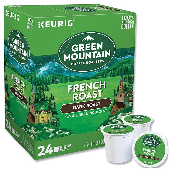 Green Mountain Coffee Coffee, French Roast, Pod, Caffeinated, Ground, 1.86 lb, 96 PK - 6694