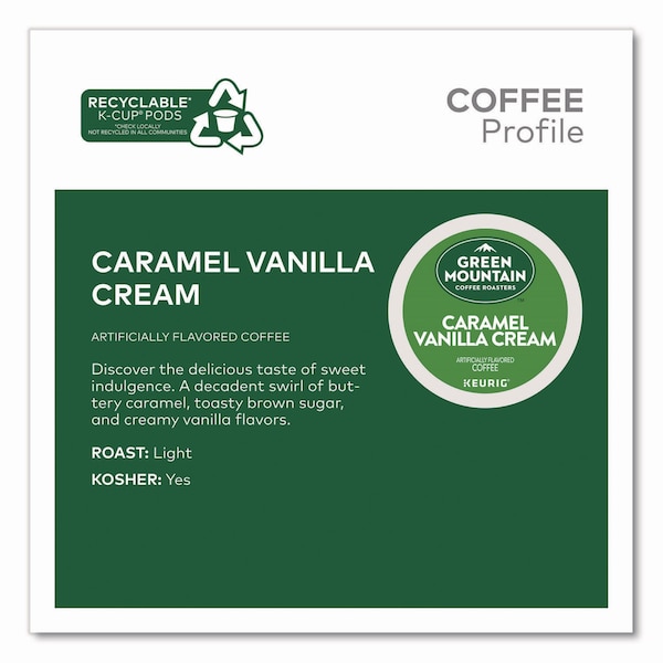 Green Mountain Coffee Caramel Vanilla Cream Coffee K-Cups, 0.33 oz, 48PK - 5000356568